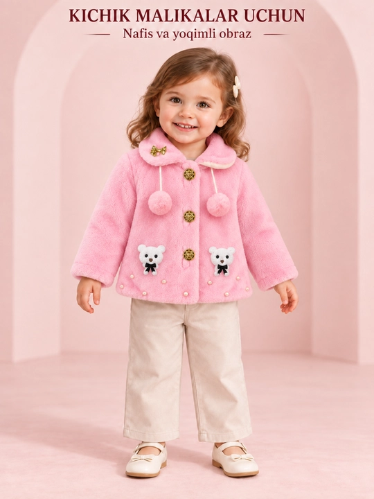 Kuz va qish mavsumlari uchun qizlar uchun yengil, yumshoq palto, jaket