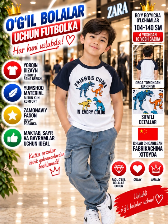 O'g'il bolalar uchun futbolka - 