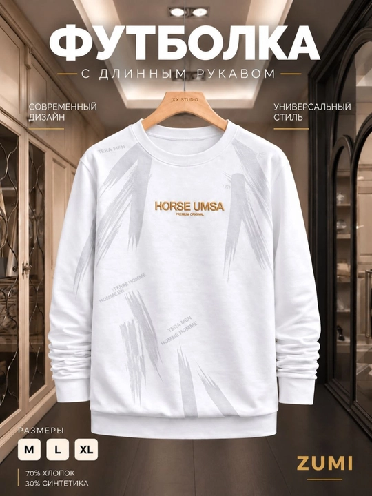 Erkaklar va ayollar uchun uzun yengli futbolka, unisex longsliv, razmer M,L,XL