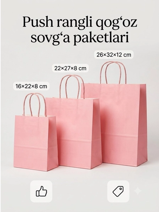 Qog'oz paketlar to'plami, sovg'a va xarid uchun sumkalar 6 dona - 