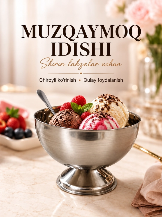 Muzqaymoq va desertlar uchun metall idish - 