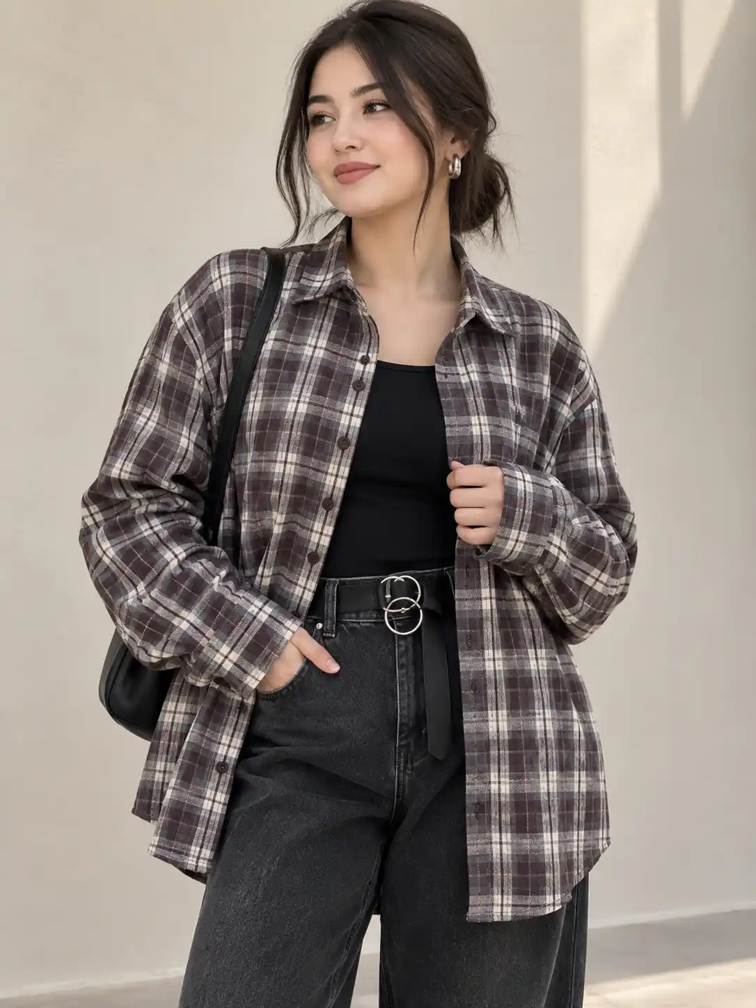 AishazaR Женские рубашки в клетку, oversize
