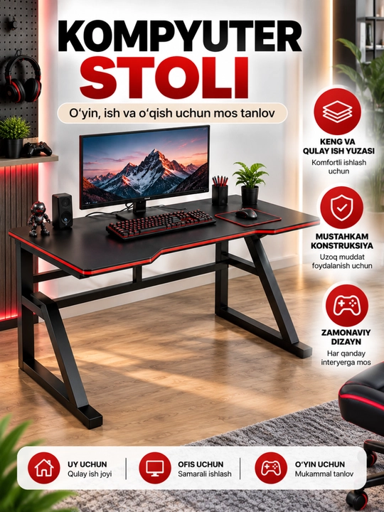 Kompyuter stoli, ishlash va dars qilish uchun - 