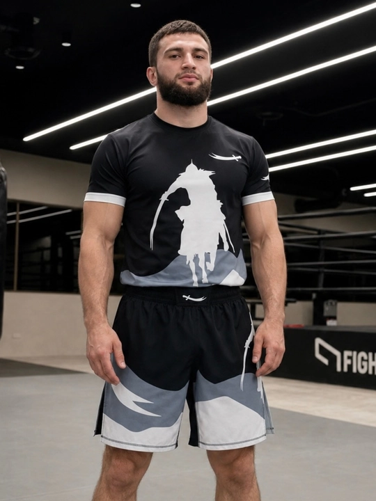 Erkaklar uchun Shadow Warrior sport to‘plam futbolka + shortik, yengil va nafas oluvchi - 