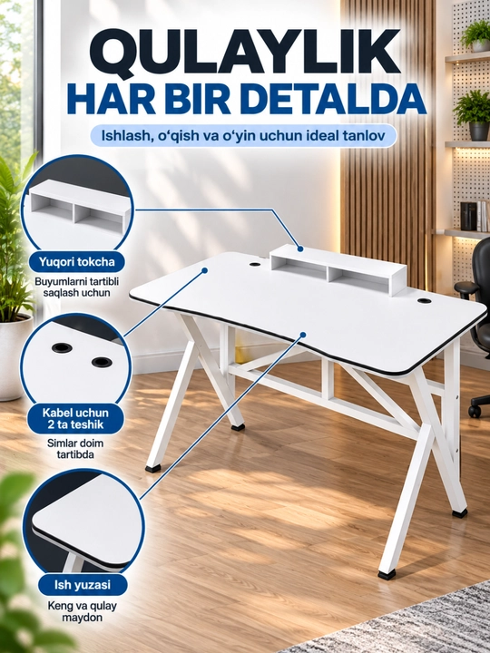 Kompyuter stoli, ishlash va dars qilish uchun
