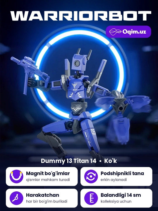 Dummy 13 Titan 14 T13 roboti, magnitli sharnirlar, harakatlanuvchi, 3D konstruktor-figura