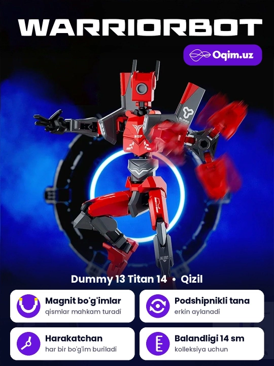 Dummy 13 Titan 14 T13 roboti, magnitli sharnirlar, harakatlanuvchi, 3D konstruktor-figura