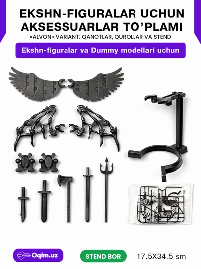 Dummy 13 va ekshn-figuralar uchun stend, qanotlar va qurollar to'plami, 3 xil variant
