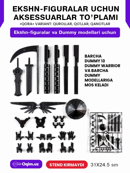 Dummy 13 va ekshn-figuralar uchun stend, qanotlar va qurollar to'plami, 3 xil variant