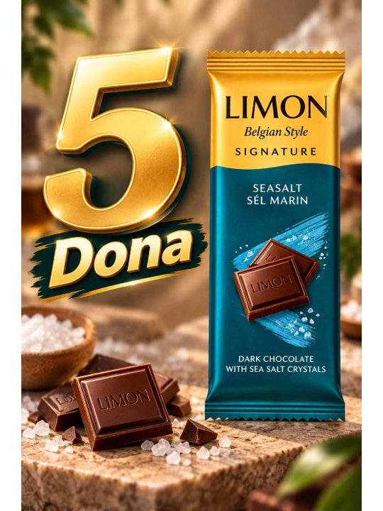 5 dona “LIMON Signature Green Edition” shokolad plitkasi, Belgian Style, 50 g, Ne’mat - 