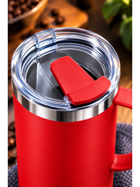 Термокружка 480 мл Coffee Cup с крышкой, красная кружка для кофе и чая