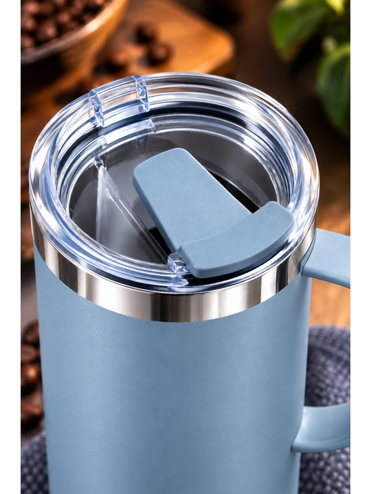 Termokrujka 480 ml Coffee Cup qopqoqli qizil krujka, qahva va choy uchun
