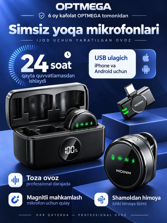 Беспроводной петличный микрофон для блогеров, YouTube и стримов, петличка Android, iPhone - 