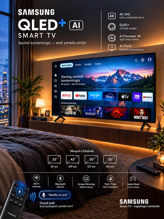 Smart телевизор QLED+ Android TV 32/43/50 дюймов - 
