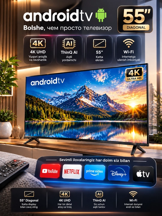 Smart телевизор QLED+ Android TV 32/43/50 дюймов