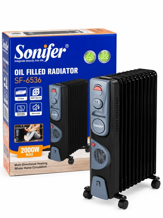 Обогреватель масляный Sonifer SF-6536, 13 секций, с вентилятором, 2000 Вт
