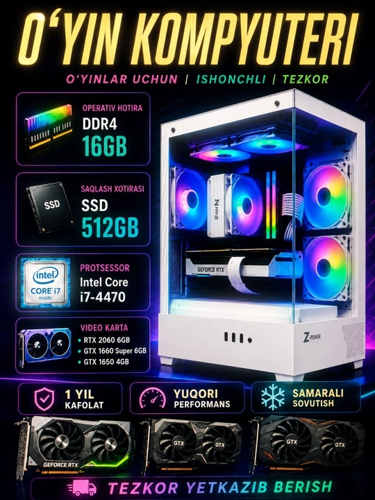 INTEL CORE i7-4790, RAM-16GB /SSD512/RX 550-580 8GB GTX - 1050TI-1660S 6GB
