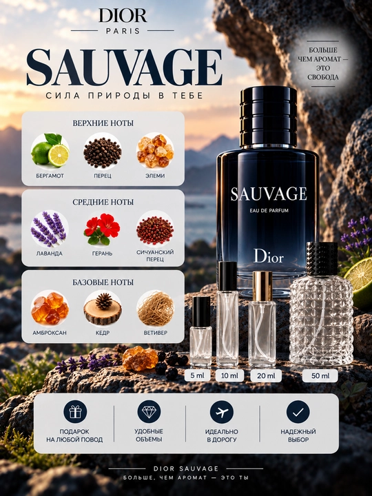 Парфюмерная вода Dior Sauvage Eau de Parfum Для мужчин - 