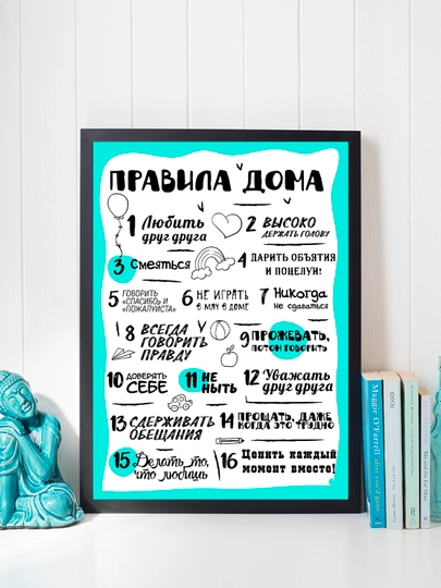 Постер в рамке "Правила дома" Формат А4