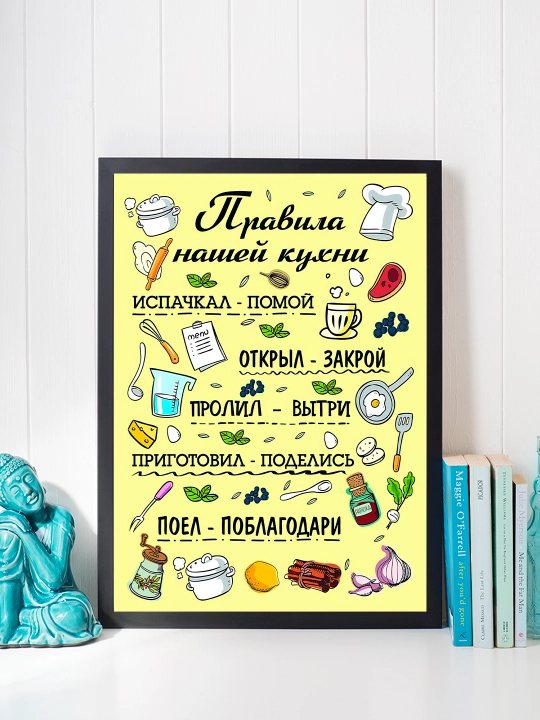 Постер в рамке "Правила кухни" Формат А4
