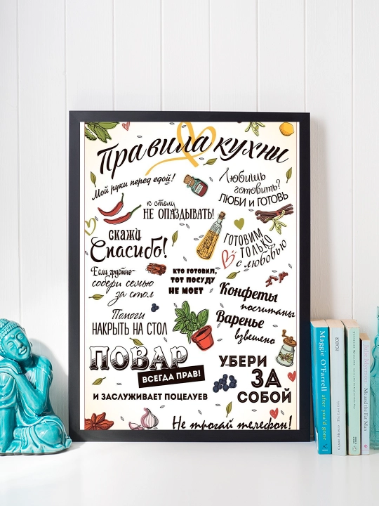 Постер в рамке "Правила кухни" Формат А4