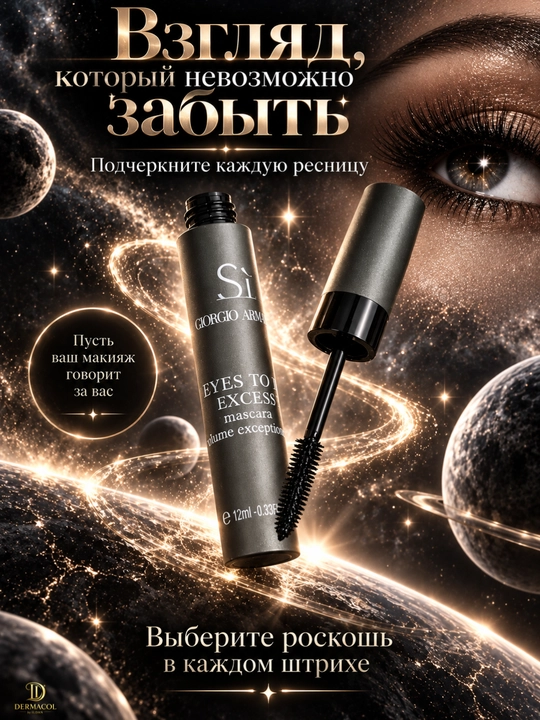 Черная тушь для ресниц Giorgio Armani Sì Eyes To Kill Excess, объемная тушь, 12 мл