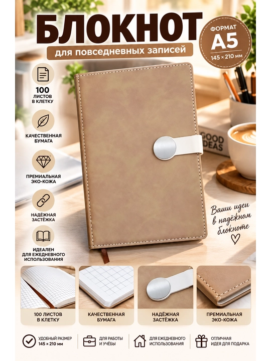 Блокнот,дневник,блокнот для повседневного использования,формат А5, 145x210 мм, 100 листов - 