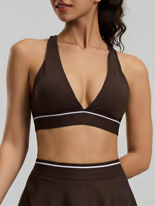 Topik, sport top, fitnes uchun chashkali sport topi, yoga, sport kiyimlari ayollar uchun - 