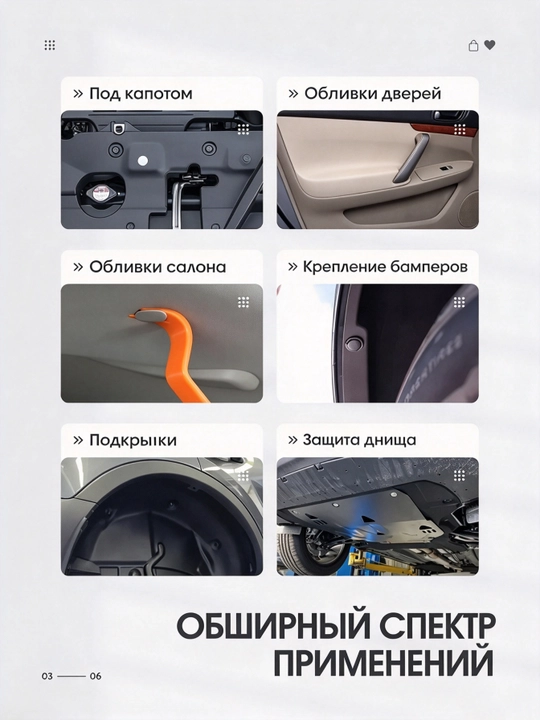 Набор из 100 пластиковых автомобильных крепёжных клипс