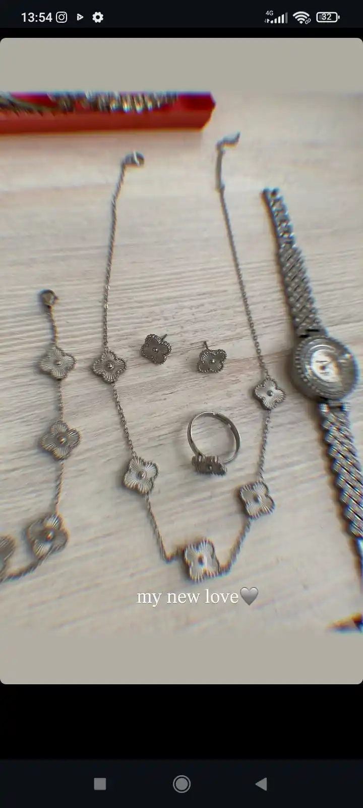Clever nafis buyumlar to'plami nabor, zanjir, braslet, zirak va uzuk, Van Cleef uslubida