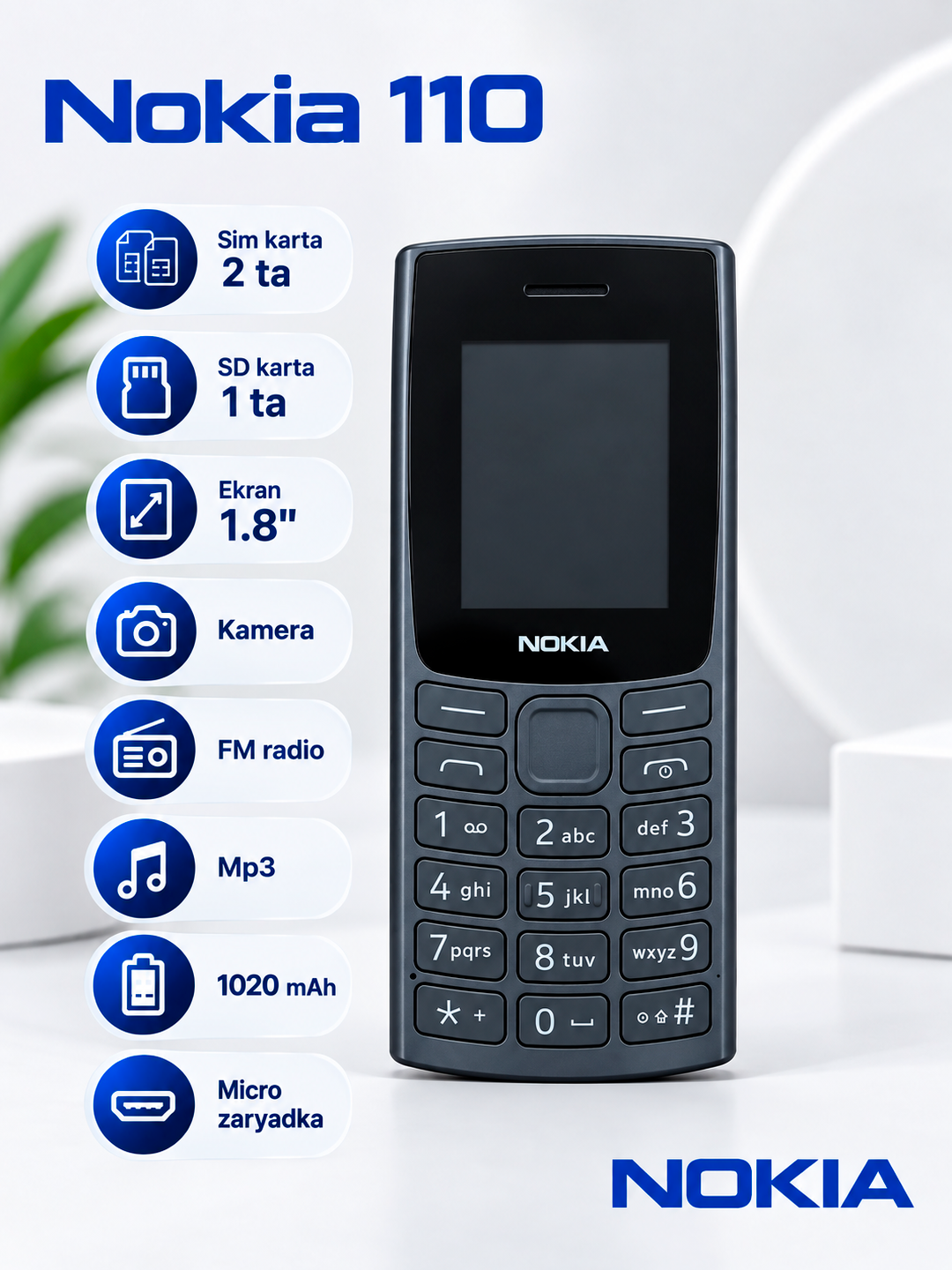 Nokia 110 tugmali telefoni