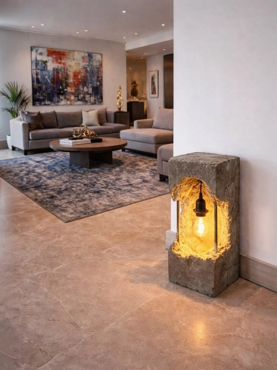 Loft uslubidagi dizaynerlik stol lampasi, qo'lda yasalgan beton chiroq, 530 mm