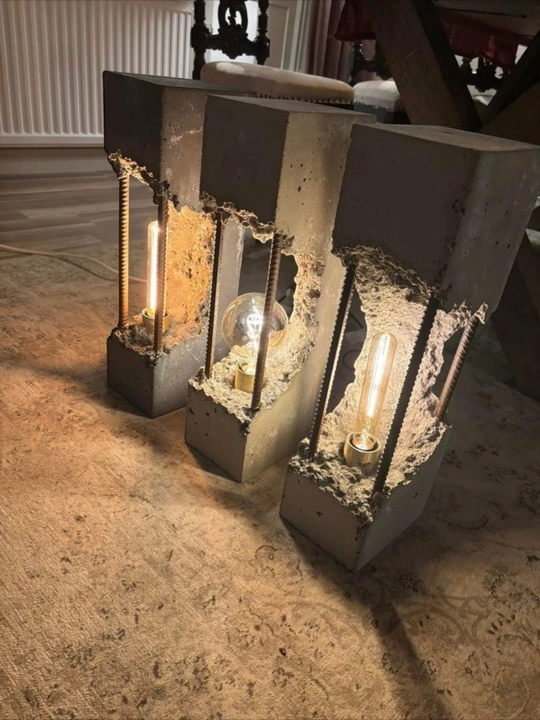 Loft uslubidagi dizaynerlik stol lampasi, qo'lda yasalgan beton chiroq, 530 mm