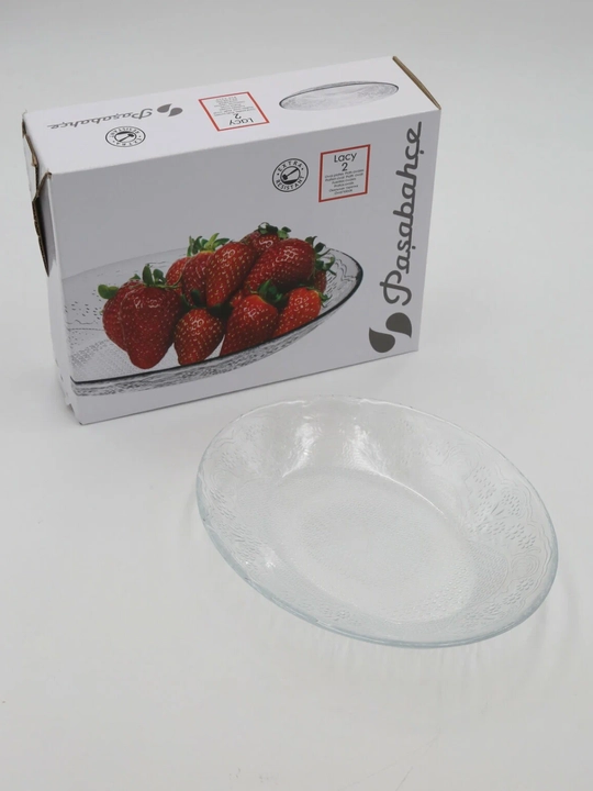 Oval shisha tarelka Pasabahce Lacy 21.5x16.5 sm, zakuska va shirinliklar uchun 2 dona