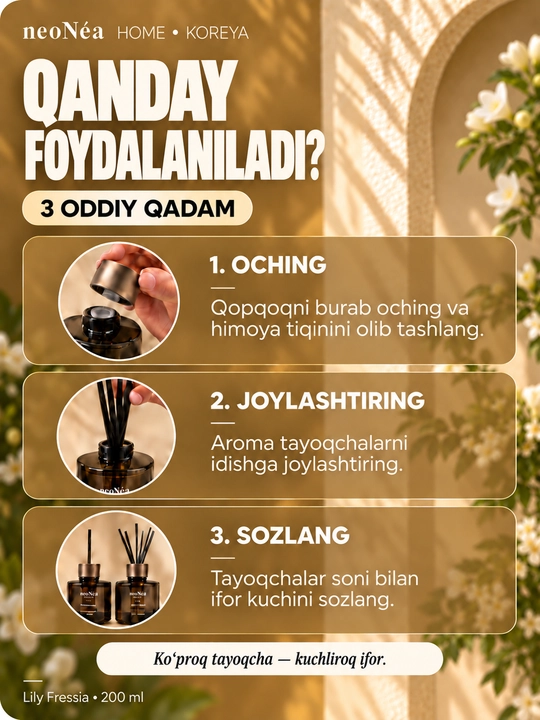 Uy, avto va ofislar uchun havo xushbo'ylagichi diffuzor "neoNea", Koreya 200ml