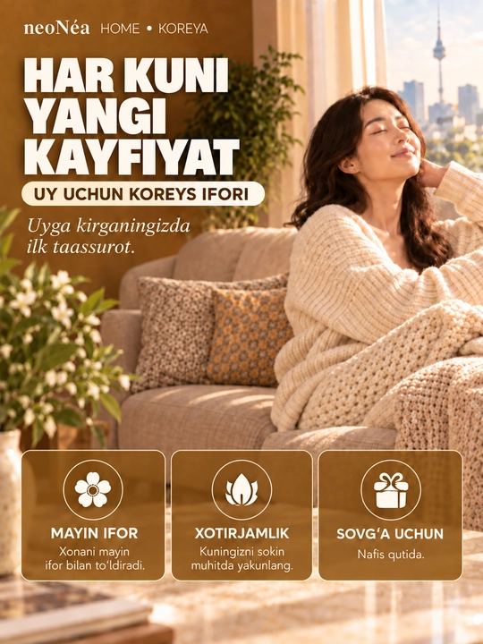 Uy, avto va ofislar uchun havo xushbo'ylagichi diffuzor "neoNea", Koreya 200ml