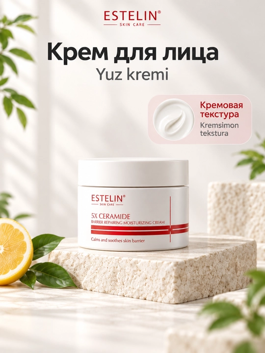 Набор косметики для ухода за лицом Estelin, 5 средств и массажный роллер