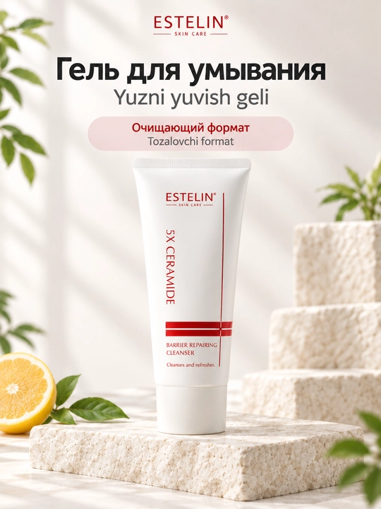 Набор косметики для ухода за лицом Estelin, 5 средств и массажный роллер