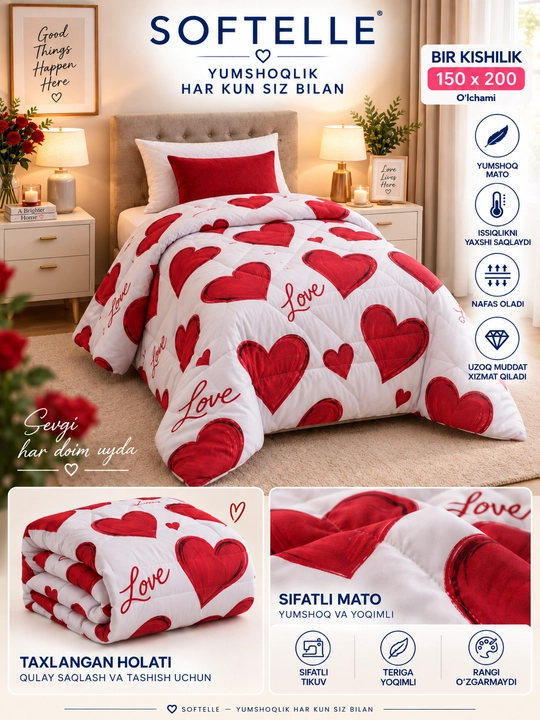 Мягкое зимнее одеяло,Plant-Satin, пушистое, толстое, 150×220 и 200×220 см, вес 1,8кг и 3кг - 