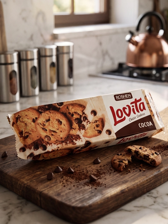 Сдобное печенье Lovita Classic Cookies, с кусочками глазури, 150 г - 