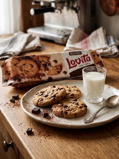 Pechenye Lovita Classic Cookies, glazurli bo'laklar, 150 g