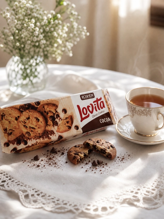 Pechenye Lovita Classic Cookies, glazurli bo'laklar, 150 g