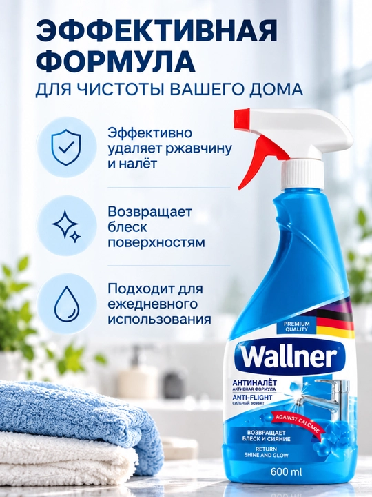 Антиналет чистящий спрей Wallner, 600 мл