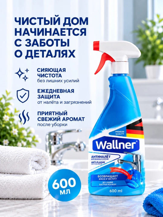 Антиналет чистящий спрей Wallner, 600 мл
