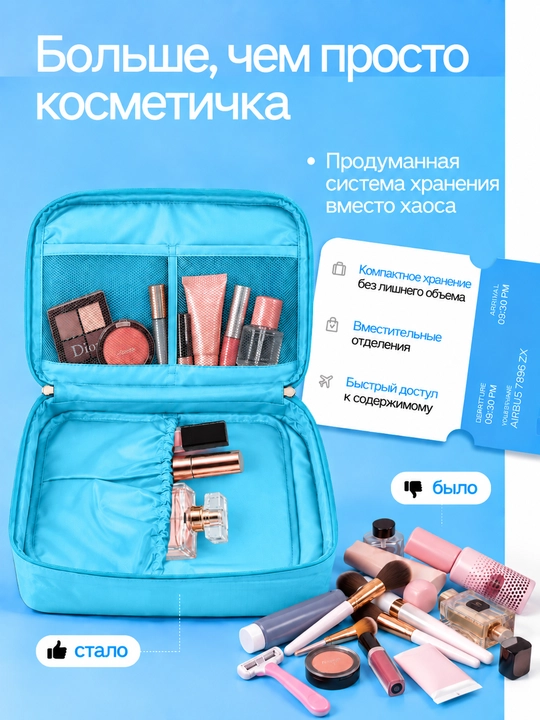 Sayohat uchun kosmetik sumka-organayzer, yo‘l kosmetichkasi, kosmetika uchun