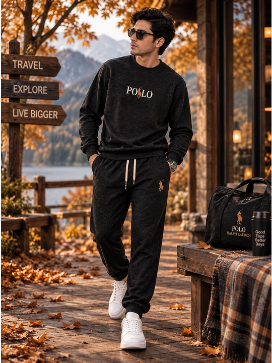 "POLO" erkaklar velur sport kostyumi, issiq ikkilik to‘plam, svitshot va joggerlar