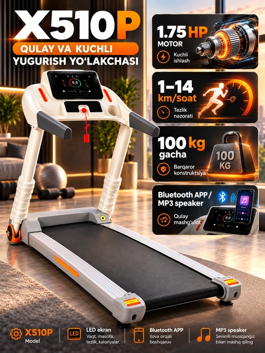 Begavoy darojka X510P, elektr, 1–14 km/soat, 100 kg gacha