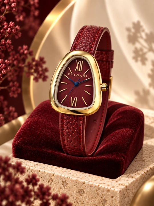 Ayollar,qizlar soati, qo‘l soati, kvars mexanizmli, BVLGARI, charm tasmali - 