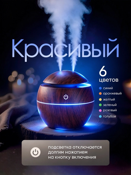 Увлажнитель воздуха, ультразвуковой аромадиффузор, ночник для дома, звуки природы