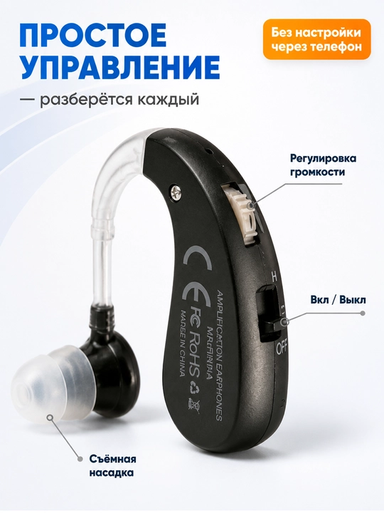Yuqori sifatli eshitish apparati, USB-zaryadli, komplekt bilan ZT-01